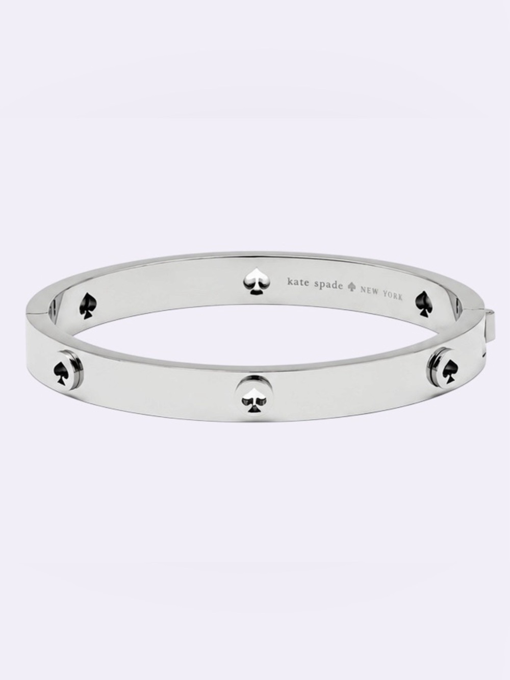 Kate Spade Spot The Spade Studded Hinged Bangle – Silver Tone Stainless Steel 🩶 - Picture 1 of 7